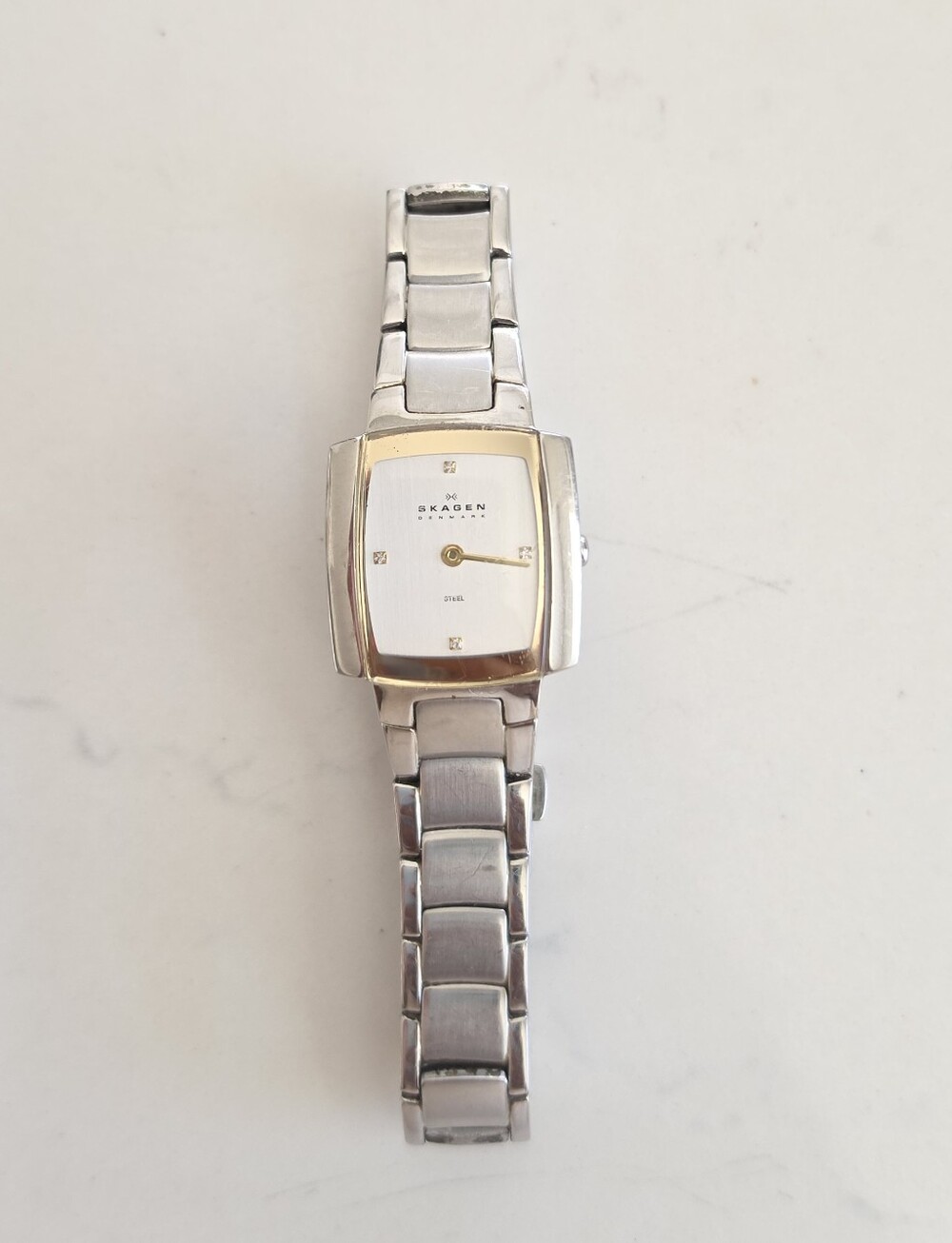 Skagen Denmark Watch 588SGX Stainless Steel 2 Tone Silver Gold-Tone AS IS